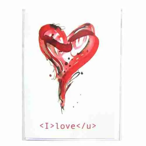 I Love U Heart Greeting Card by Emma Plunkett