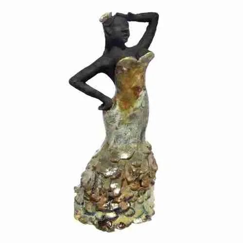 golden flamenco raku sculpture by Emma Plunkett