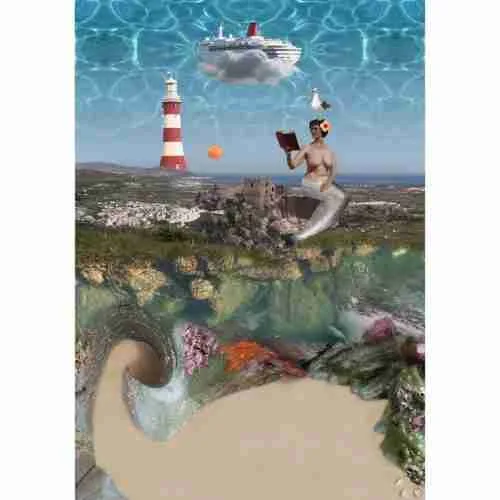 mermaid photomontage with salobrena castle