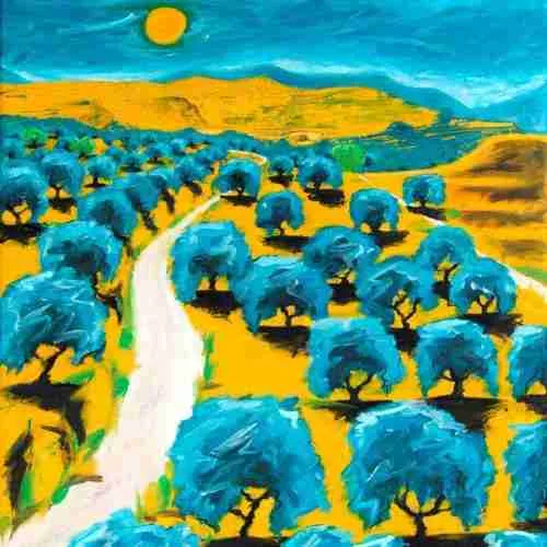 A hot dry landscape painting in Andalucia