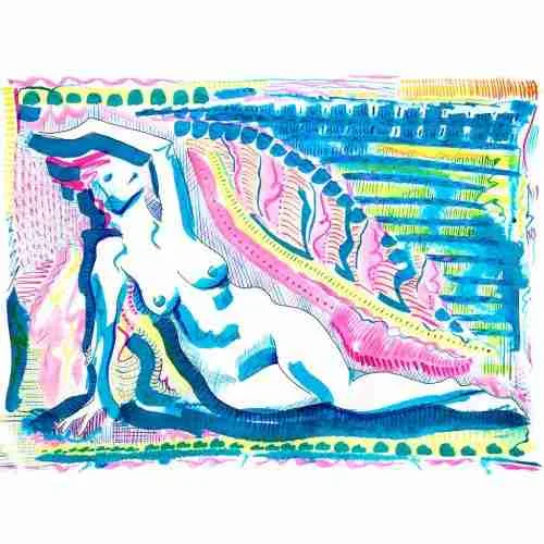 reclining nude watercolour by Emma Plunkett