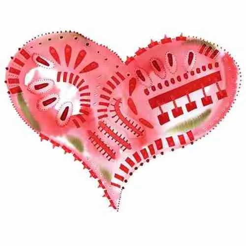 red complex love heart painting
