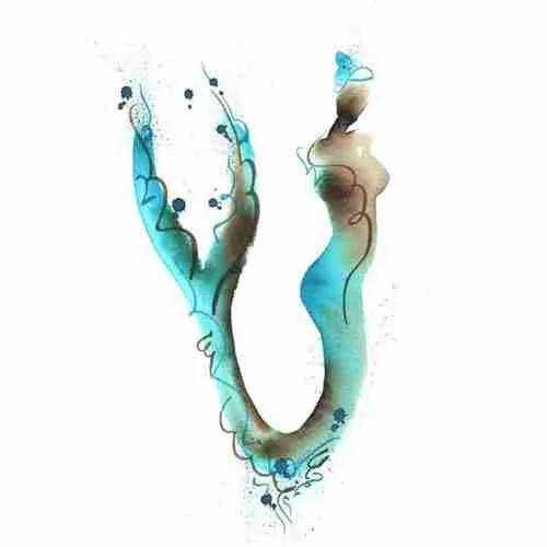 Mermaid turquoise watercolour painting