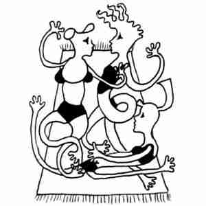 sketch of us doing yoga on the beach