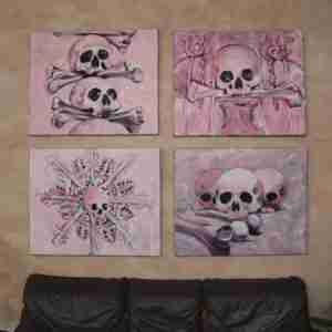4 pink skulls
