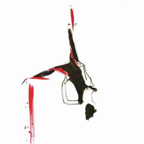Aerial silks performer painted in watercolour inks