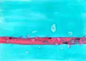 Emma Plunkett Art, Large abstract turquoise watercolour