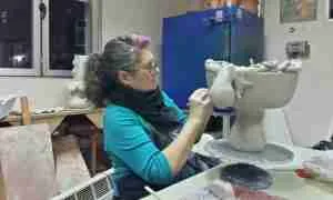 making ceramic octopus bowl