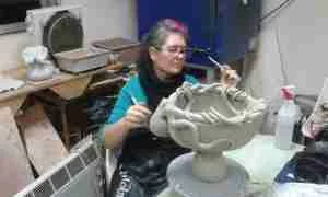 making ceramic octopus bowl