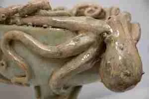 Stoneware raised octopus bowl by Emma Plunkett art