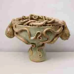 Stoneware raised octopus bowl by Emma Plunkett art