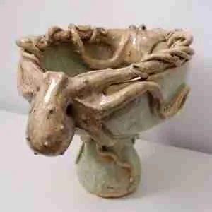 Stoneware raised octopus bowl by Emma Plunkett art