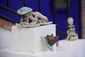 Emma Plunket art display at the kitty Harri sculpture garden art day.