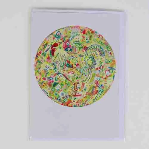 Abstract chicken painting greeting card