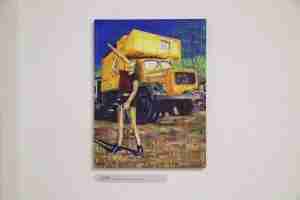 Yellow truck oil painting