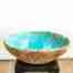 cracked earth, stoneware bowl with turquoise glaze