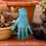 blue hand sculpture