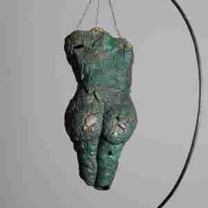 primitive Goddess of abundance, stoneware sculpture