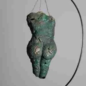 primitive Goddess of abundance, stoneware sculpture