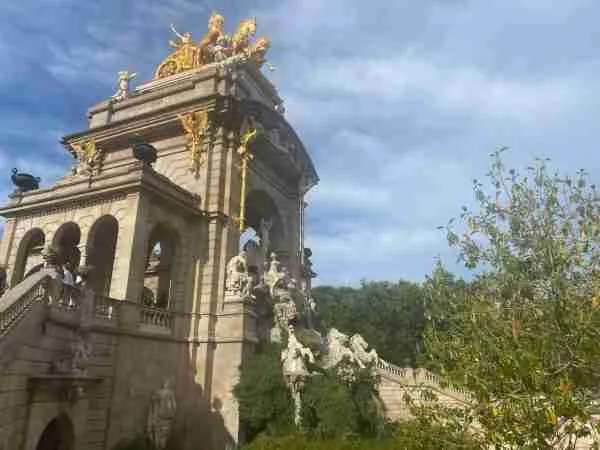 Huge fountain with horses in barcelona