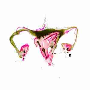 Angry uterus watercolour art painting