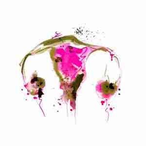 Angry uterus watercolour art painting