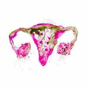 Angry uterus watercolour art painting