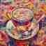 pixelated coffee, multi coloured coffee painting