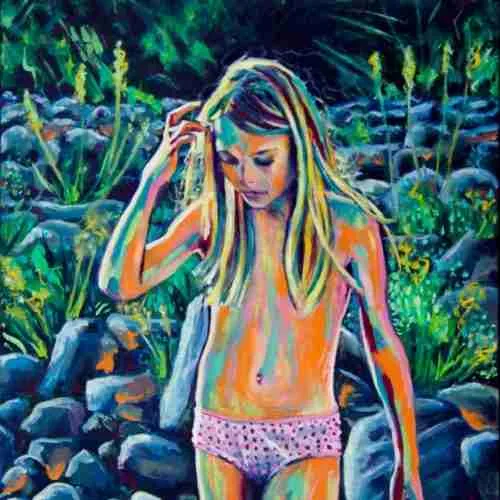 painting of a young girl in nature