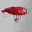 stoneware sculpture of a red chilli zeppelin, with a crew of tiny ancient goddesses