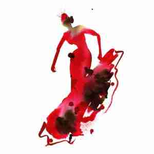 Red flamenco dancer in watercolours
