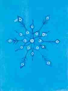Blue watercolour snowflake painting