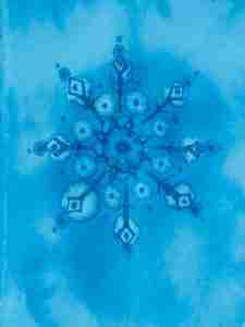 dreamy blue watercolour snowflake painting