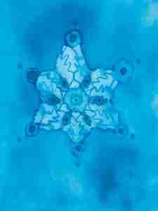 dreamy blue watercolour snowflake painting