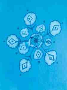 dreamy blue watercolour snowflake painting