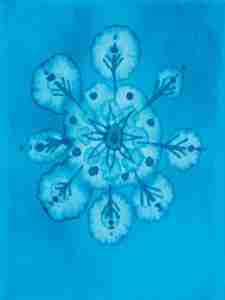dreamy blue watercolour snowflake painting