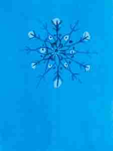 Blue watercolour snowflake painting