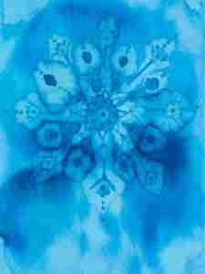 dreamy blue watercolour snowflake painting
