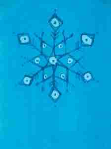 Blue watercolour snowflake painting