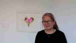 framed pink love heart watercolour painting by Emma Plunkett