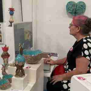VJ Miss Plunkett with her sculptures