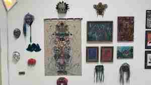 Masks and fabric art by multimedia artist Marianna Magurudumian-O’Reilly