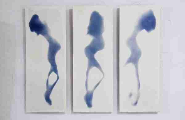 cyanotype prints of ethereal pregnant nude