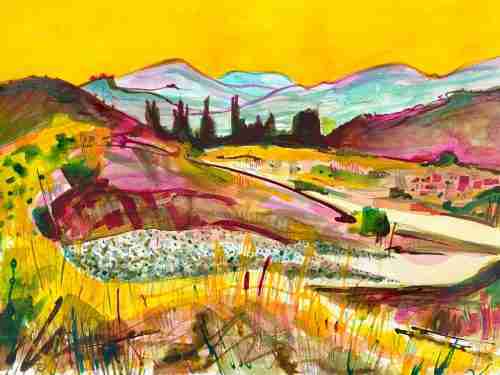 colourful mountain painting