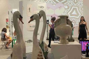 swan sculptures