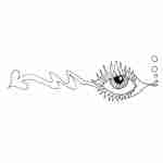 patchwork tattoo ideas, eye and funky fish design