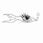 patchwork tattoo ideas, eye and funky fish design
