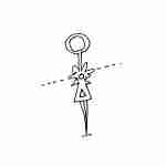 whimsical line drawing tattoo design of a balancing woman