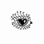 whimsical line drawing tattoo design of an eye
