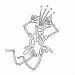 whimsical line drawing tattoo design of a figure jumping